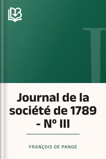 Journal de la société de 1789 - Nº III de François de Pange, couverture du livre