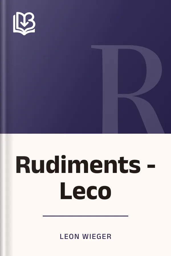 Rudiments - Leco de Leon Wieger, couverture du livre